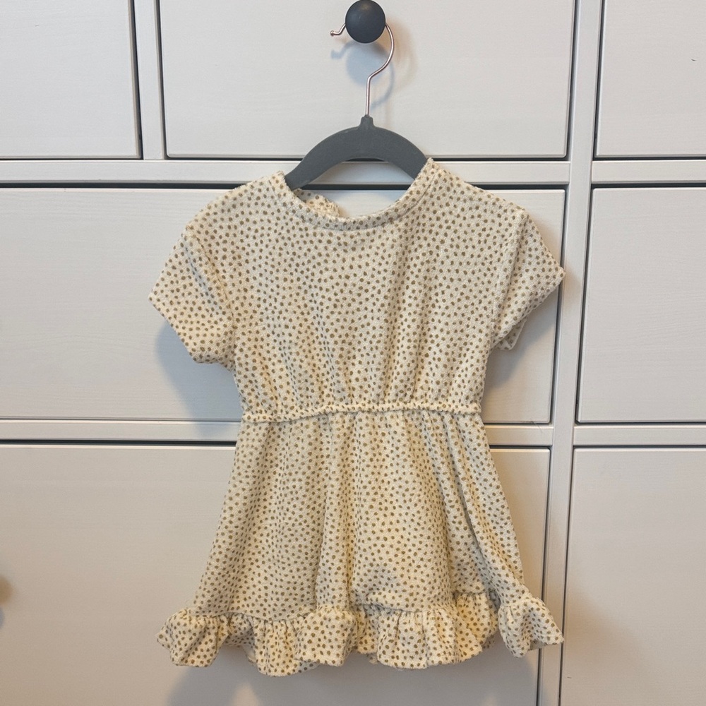 Quincy Mae Cream Dress with Brown Dots